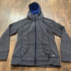 90’Degree- navy blue and white striped zip up jacket